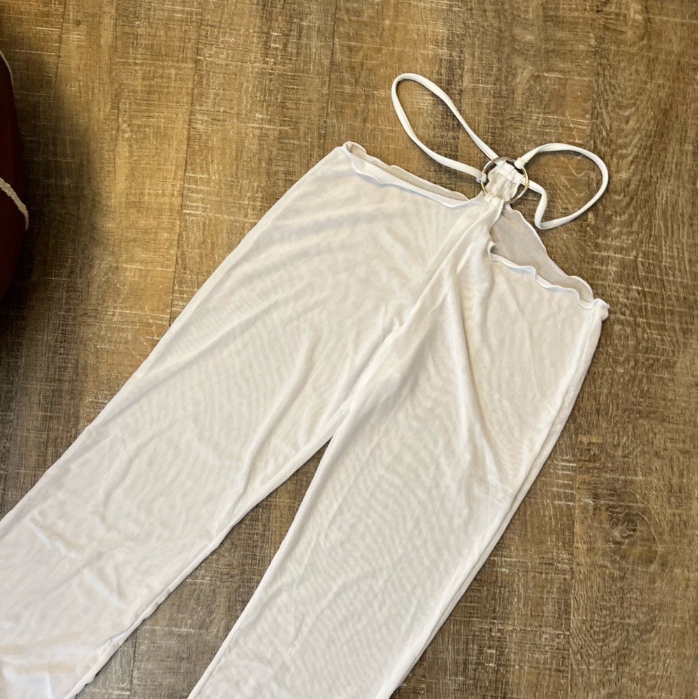 White Sheer Cut Out Mesh Pants - Picture 2 of 4